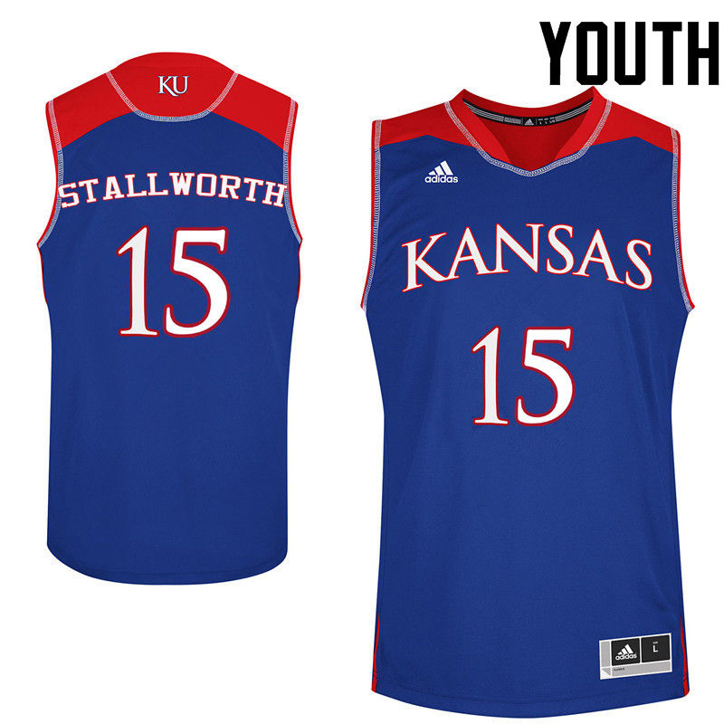 Youth Kansas Jayhawks #15 Bud Stallworth College Basketball Jerseys-Royals - Click Image to Close